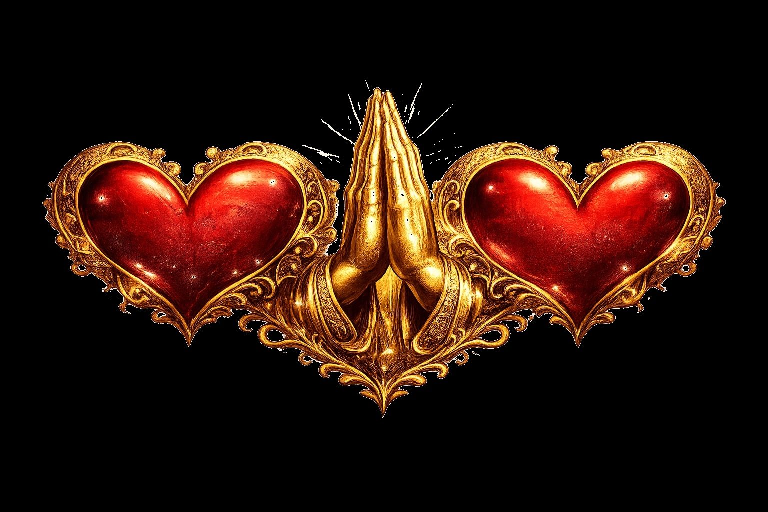 Hearts and praying hands